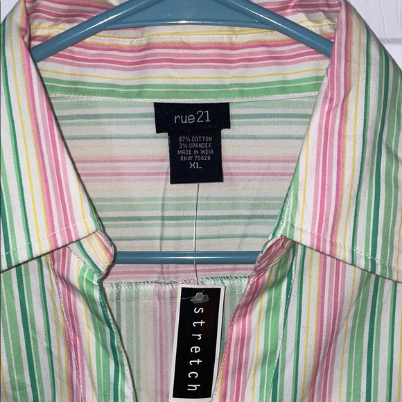 Rue21 Striped Button Down Shirt Y2K - Picture 2 of 16